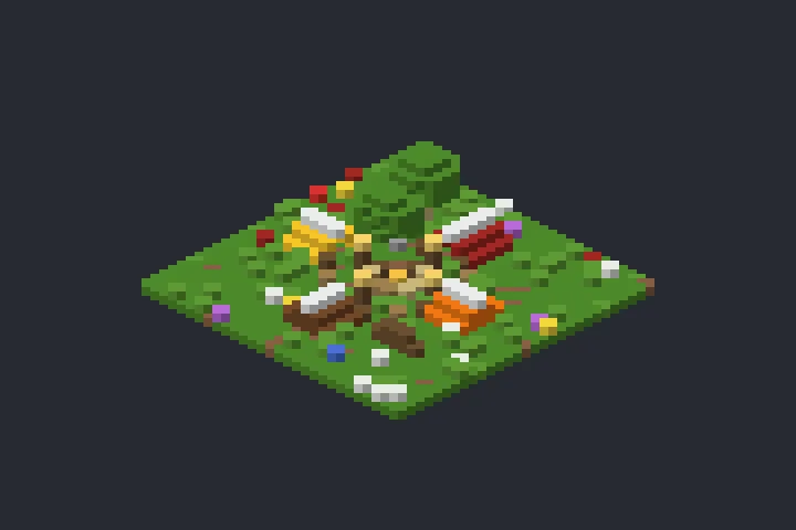 Acampamento do Rio no Minecraft