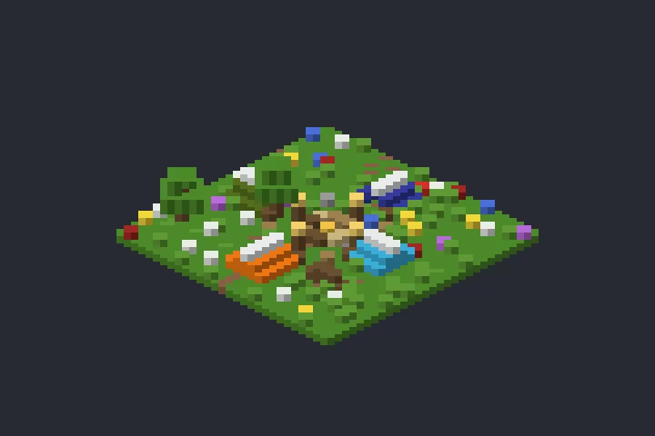Acampamento na Floresta do Pinheiro no Minecraft