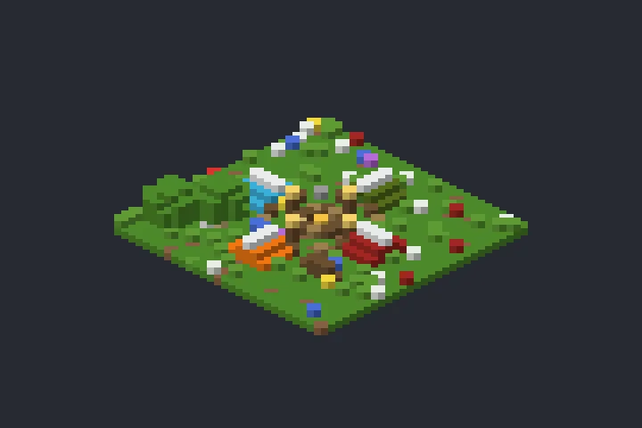Acampamento na Floresta do Pôr do Sol no Minecraft