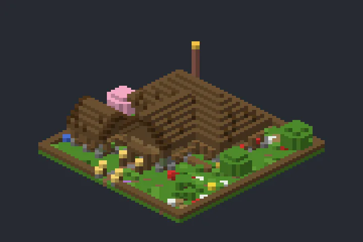 Cabana da Montanha das Flores no Minecraft