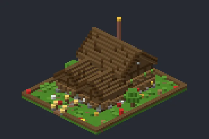 Cabana de Troncos das Flores no Minecraft