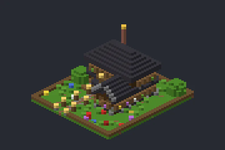 Cabana de Troncos do Pôr do Sol no Minecraft