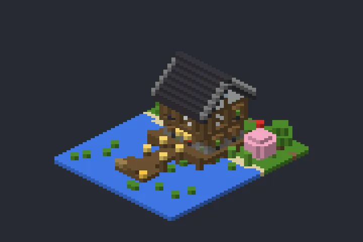 Casa à Beira do Lago da Enseada no Minecraft