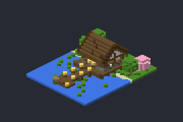 Casa à Beira do Lago do Penhasco no Minecraft