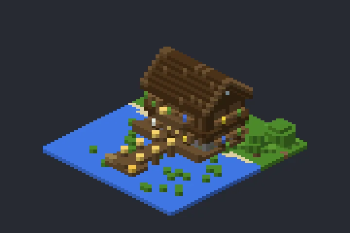 Casa à Beira do Lago do Rio no Minecraft