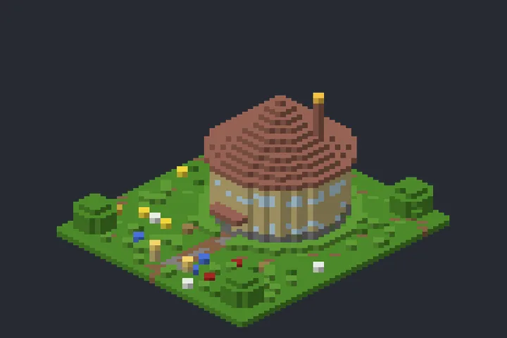 Casa Circular da Encosta no Minecraft