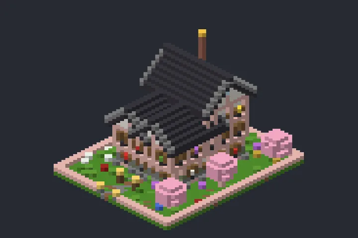 Casa de Cerejeira da Cascata no Minecraft