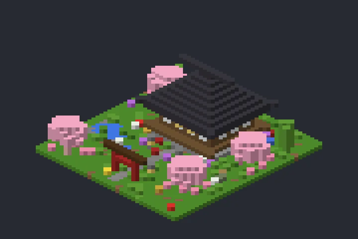 Casa Japonesa da Fonte no Minecraft