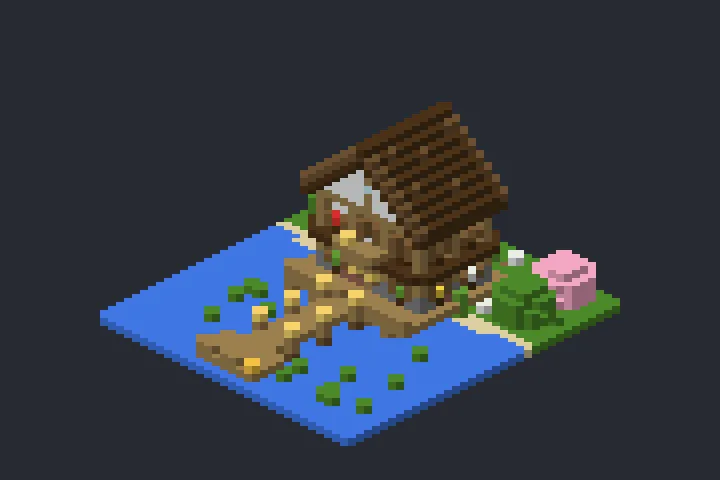 Casa no Lago do Mirante no Minecraft
