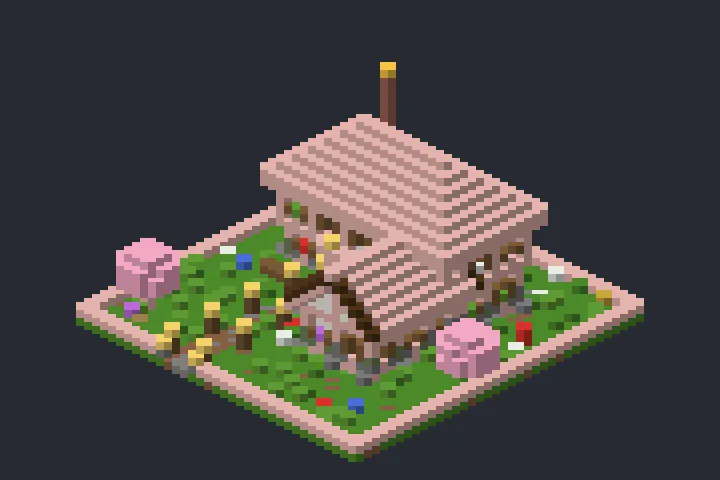 Casa Rosa da Encosta no Minecraft