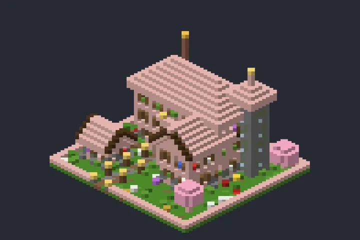 Casa Rosa da Pedra no Minecraft