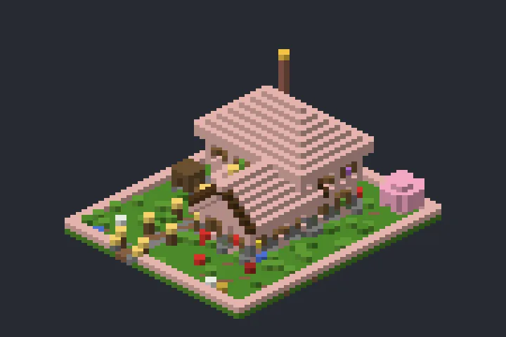 Casa Rosa do Bosque no Minecraft