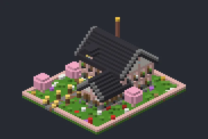 Casa Rosa do Campo no Minecraft