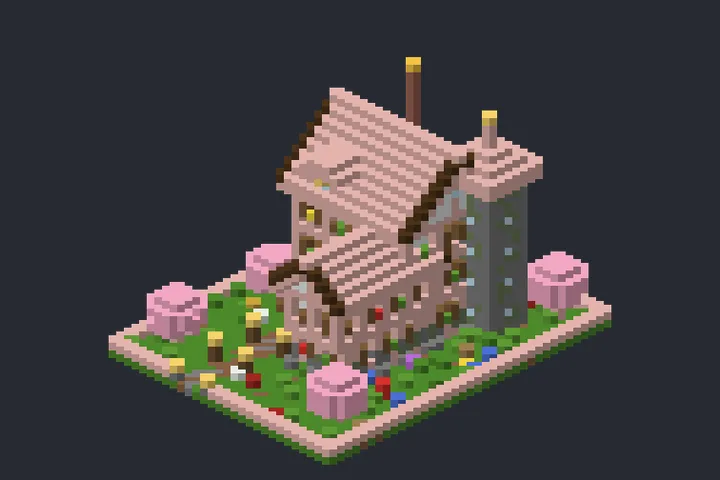 Casa Rosa do Lírio no Minecraft