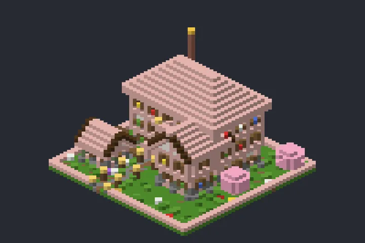Casa Rosa do Riacho no Minecraft