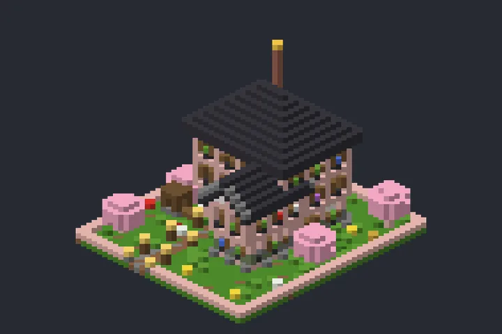 Casa Sakura da Montanha no Minecraft