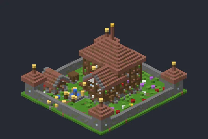 Casarão Medieval da Cascata no Minecraft