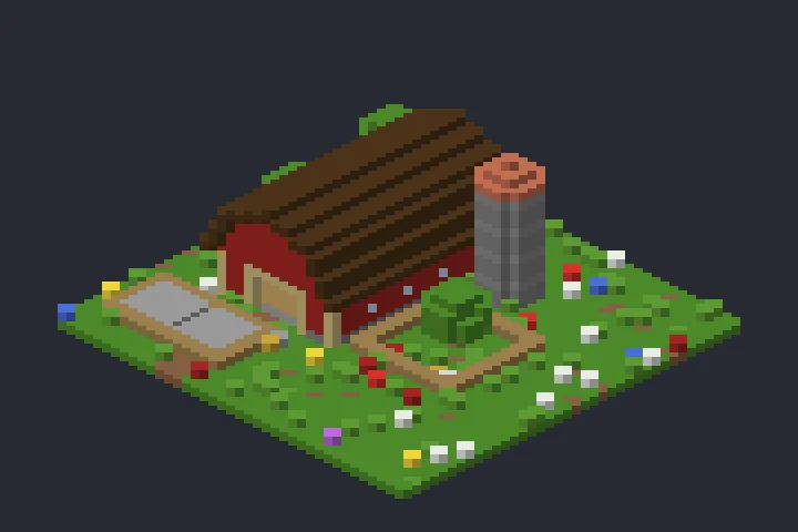 Celeiro com Silo da Campina no Minecraft