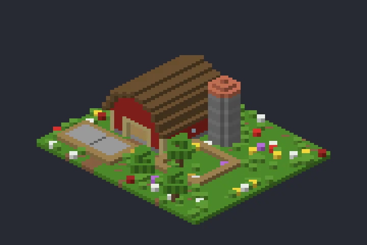 Celeiro com Silo da Floresta no Minecraft