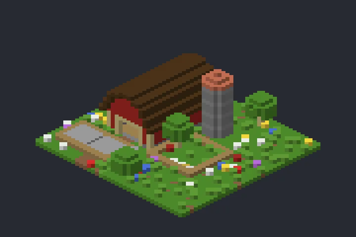 Celeiro com Silo do Outono no Minecraft