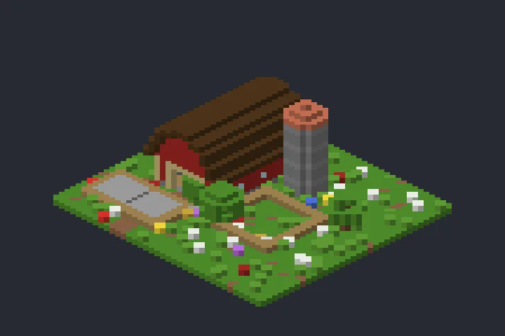 Celeiro Vermelho das Hortênsias no Minecraft