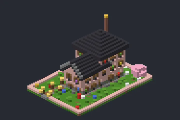 Chalé das Cerejeiras do Inverno no Minecraft