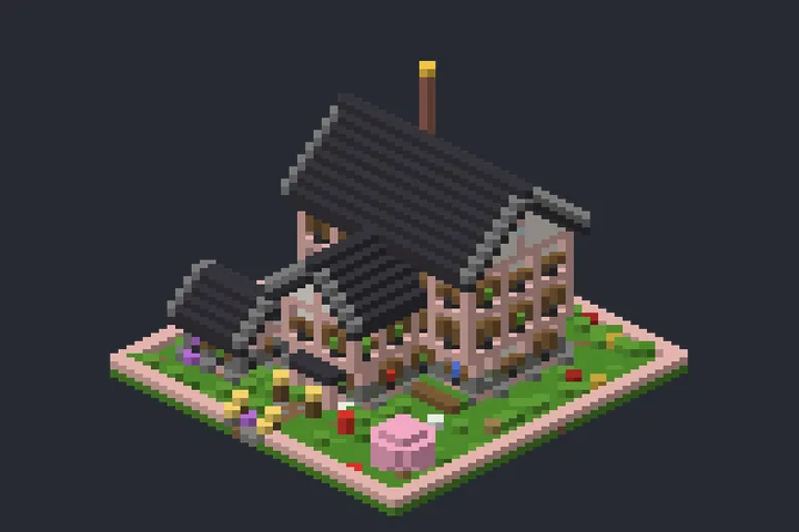 Chalé das Cerejeiras do Lírio no Minecraft