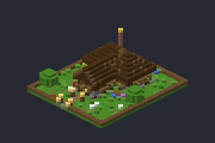 Chalé de Madeira da Fonte no Minecraft