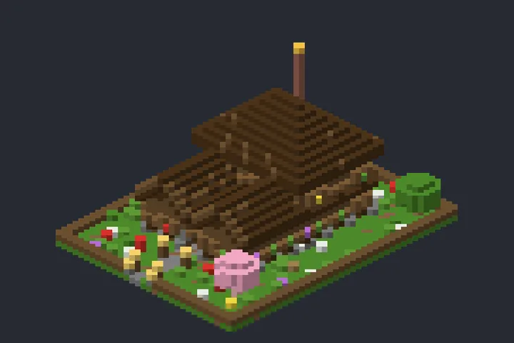 Chalé de Madeira do Ipê no Minecraft