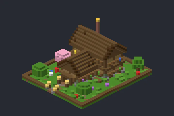 Chalé de Madeira do Jardim no Minecraft