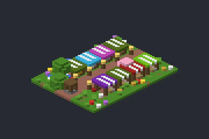 Mercado da Vila da Cascata no Minecraft