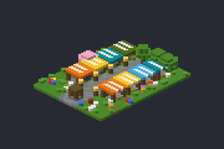 Mercado de Barracas da Vila no Minecraft