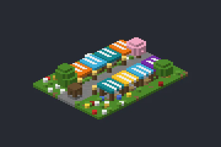 Mercado de Barracas do Bosque no Minecraft
