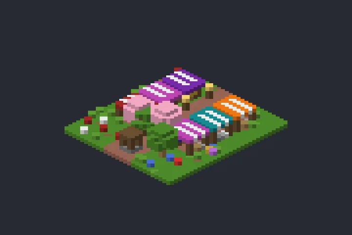 Mercado de Barracas do Carvalho no Minecraft