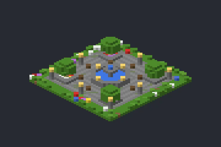 Praça Central da Trilha no Minecraft