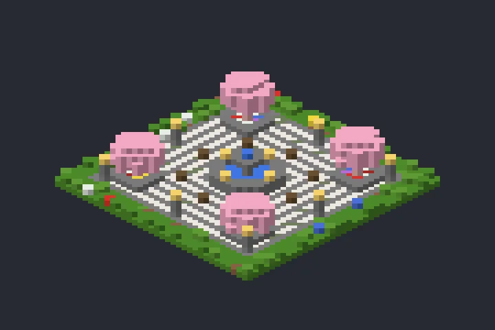 Praça Central do Jardim no Minecraft