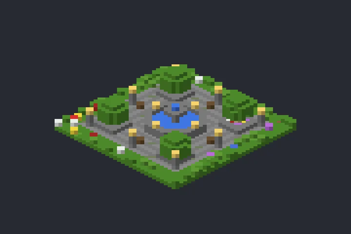 Praça Central do Verão no Minecraft