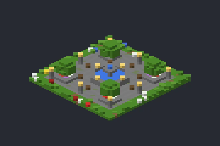 Praça com Fonte da Brisa no Minecraft