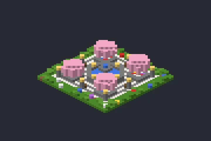 Praça com Fonte da Lua no Minecraft