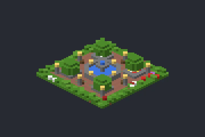 Praça com Fonte das Flores no Minecraft