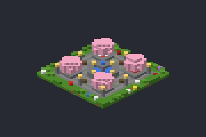 Praça com Fonte do Carvalho no Minecraft