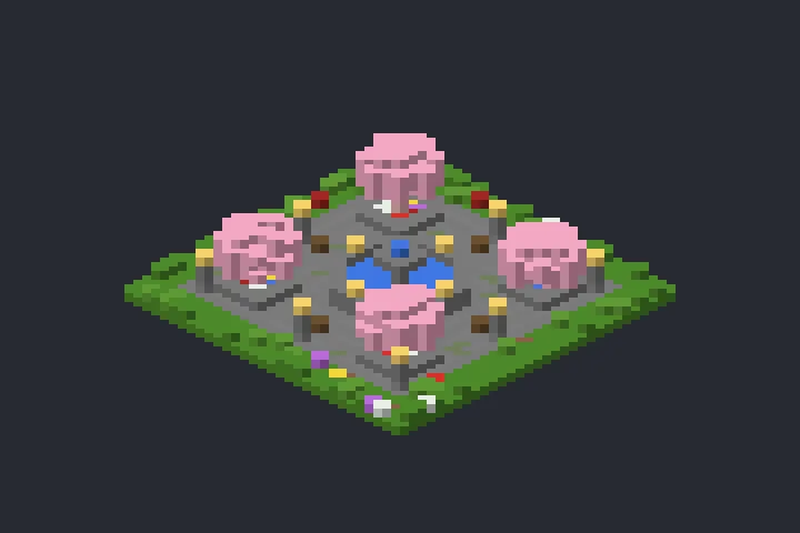 Praça com Fonte do Crepúsculo no Minecraft