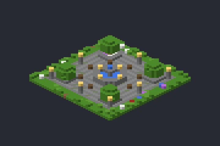 Praça com Fonte do Recanto no Minecraft