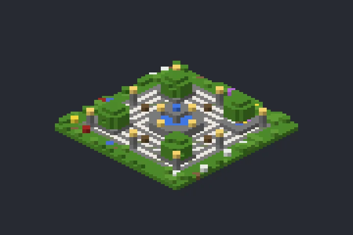 Praça com Fonte do Verão no Minecraft
