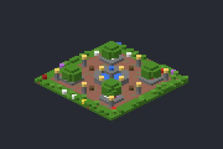 Praça do Mercado das Hortênsias no Minecraft