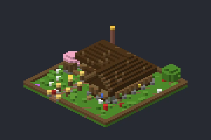 Refúgio de Troncos da Vila no Minecraft