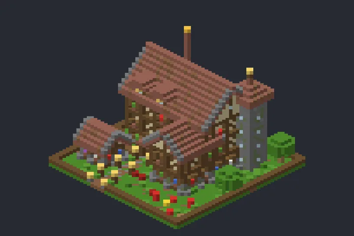 Sobrado Medieval da Cascata no Minecraft
