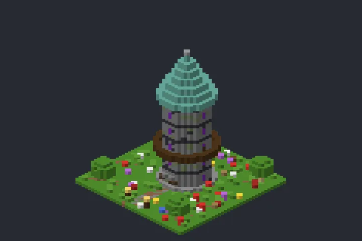 Torre do Mago das Hortênsias no Minecraft